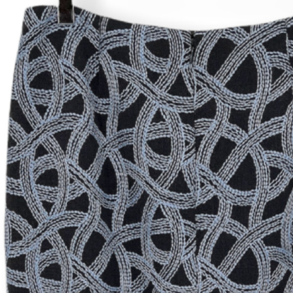 Carlisle Skirt Womens 6 Gray Blue Embroidered Wool Blend Pencil Career Business - Picture 4 of 9